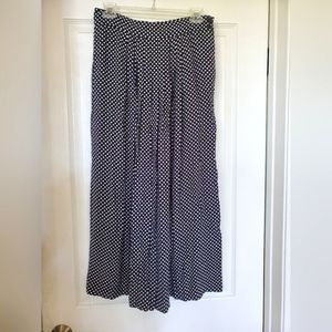 Jones New York - 100% Rayon Navy/White Polka Dot Long Skirt, Size 10